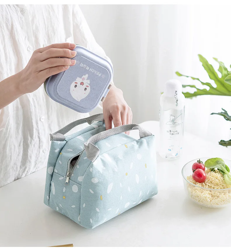 Portable Insulated Thermal Cooler Lunch Bag Tote Picnic Storage Cotton and Linen Aluminum Foil Bento | Багаж и сумки