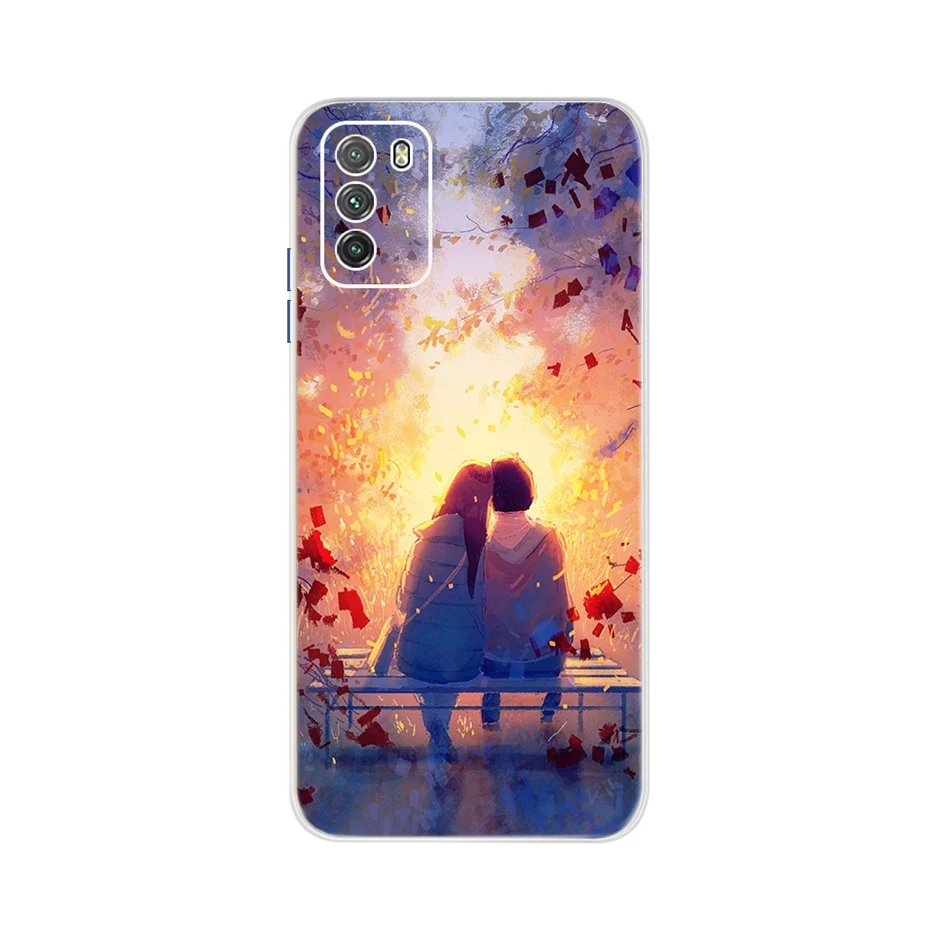 xiaomi leather case cosmos blue For Xiaomi Poco M3 Case Cute Painted Cover Case For Xiaomi Poco M3 Soft TPU Fundas 6.53'' Full Cover Coque PocoM3 Bumper Housing xiaomi leather case hard