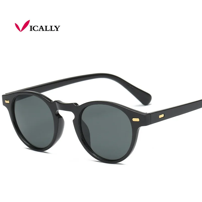 

Retro Small Oval Frame Sunglasses Mens Womens Dark Green Lens Mirror Vintage Leopard Shades Brand Designer Sun Glasses