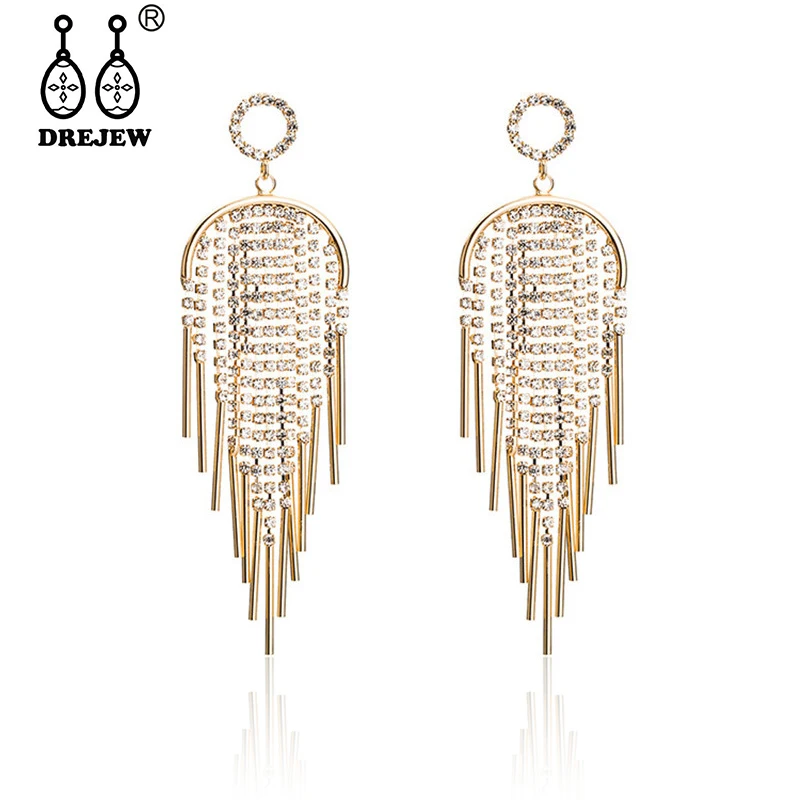 DREJEW длинные серебряные серьги-капельки для женщин из розового золота, корейские 925 Висячие серьги для женщин, свадебные, рождественские HE318