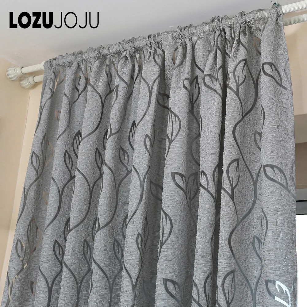 LOZUJOJU Curtains for Living Room Jacquard Fabrics Luxury Semi-blackout Curtains Bedroom Curtains Short Gray Curtain Custom Made