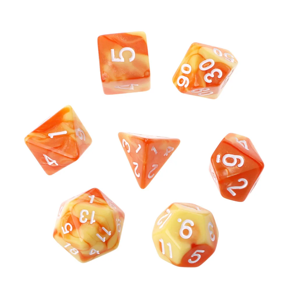 7 шт./компл. акриловые многогранные кости для TRPG настольной игры Подземелья и Драконы D4-D20