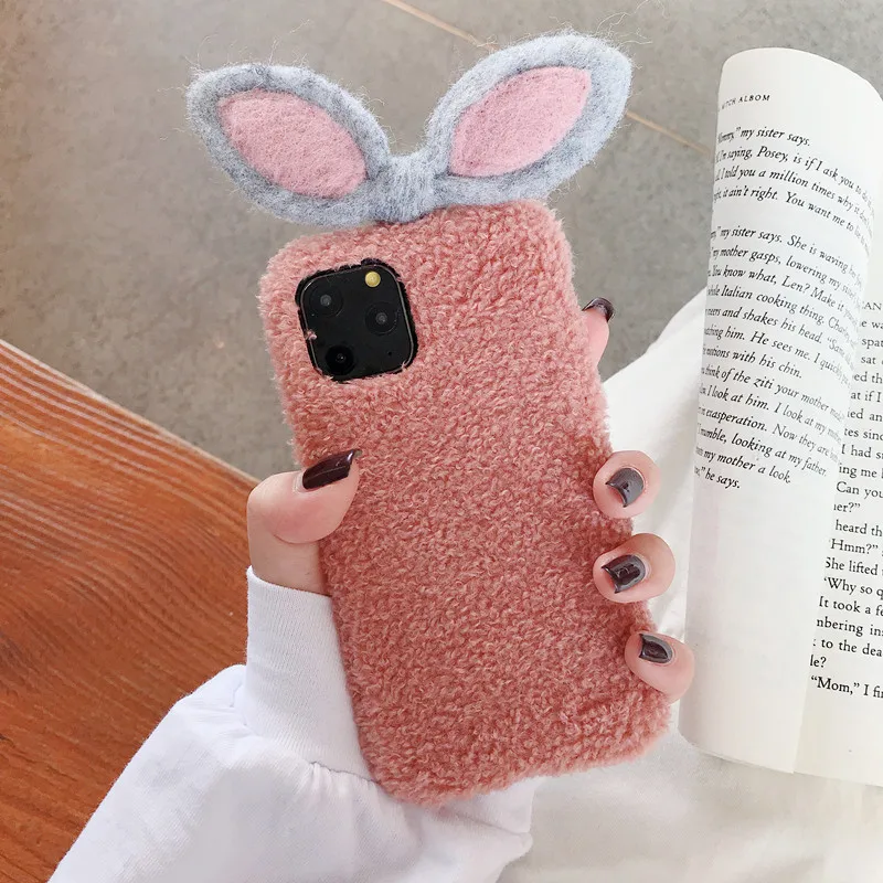 Милый плюшевый чехол для телефона с рисунком iphone 7 8 plus X Xs Max XR 11 pro max Модный зимний
