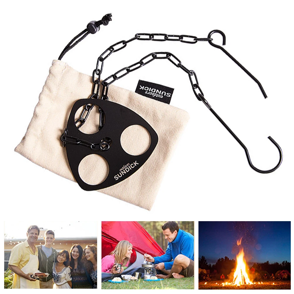 

Camping Tripod Board Stainless Steel Campfire Grill Pot Holder with Adjustable Chain for Cookware Outdoor Camping Accessories