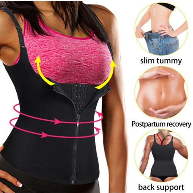 

Женская застежка-молния с крючком Защита тела размера плюс Талия тренировочный жилет латексный корсет для похудения Нижний Бюст