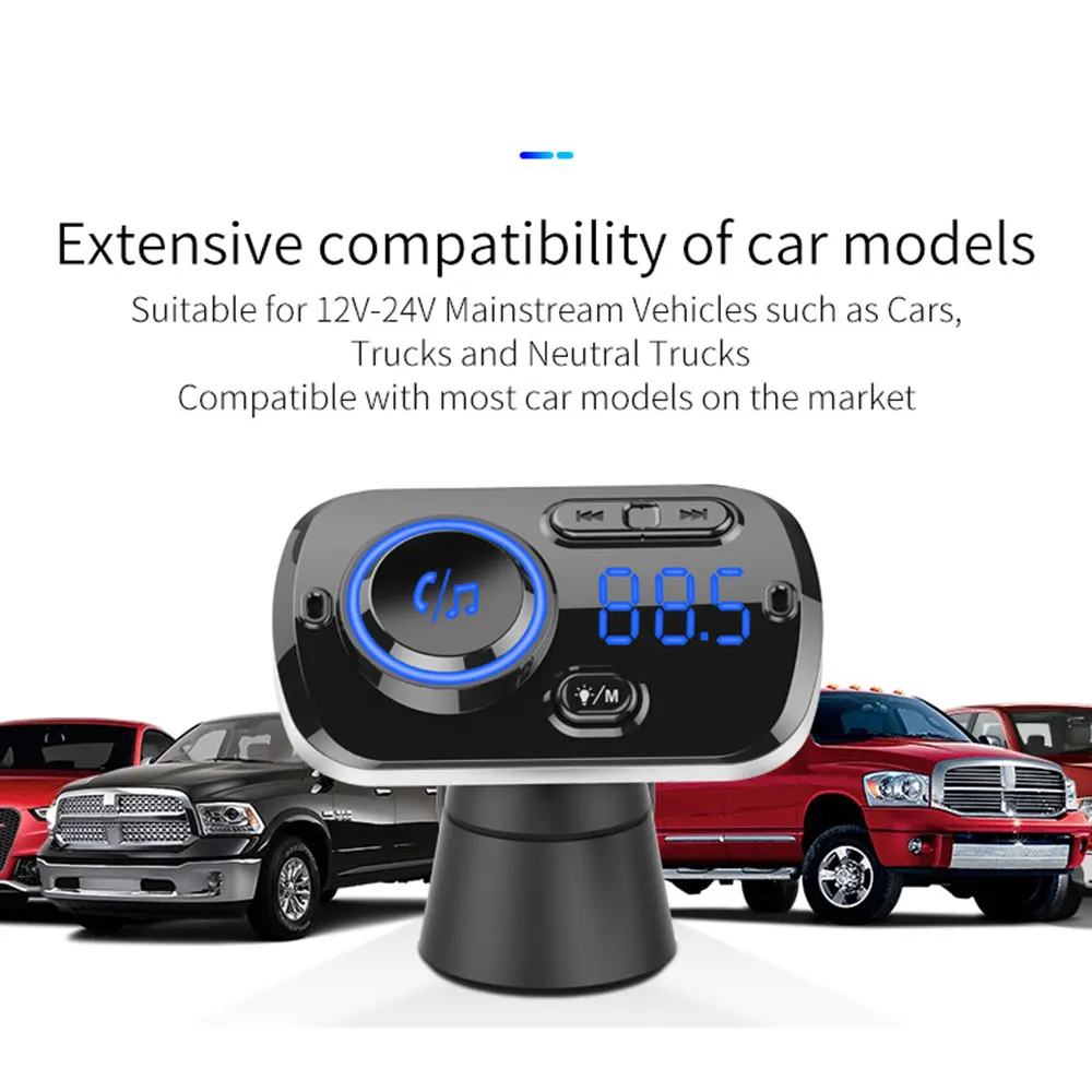 Bluetooth 5 0 QC 3 умный fm-передатчик красочные атмосферные огни автомобильный комплект