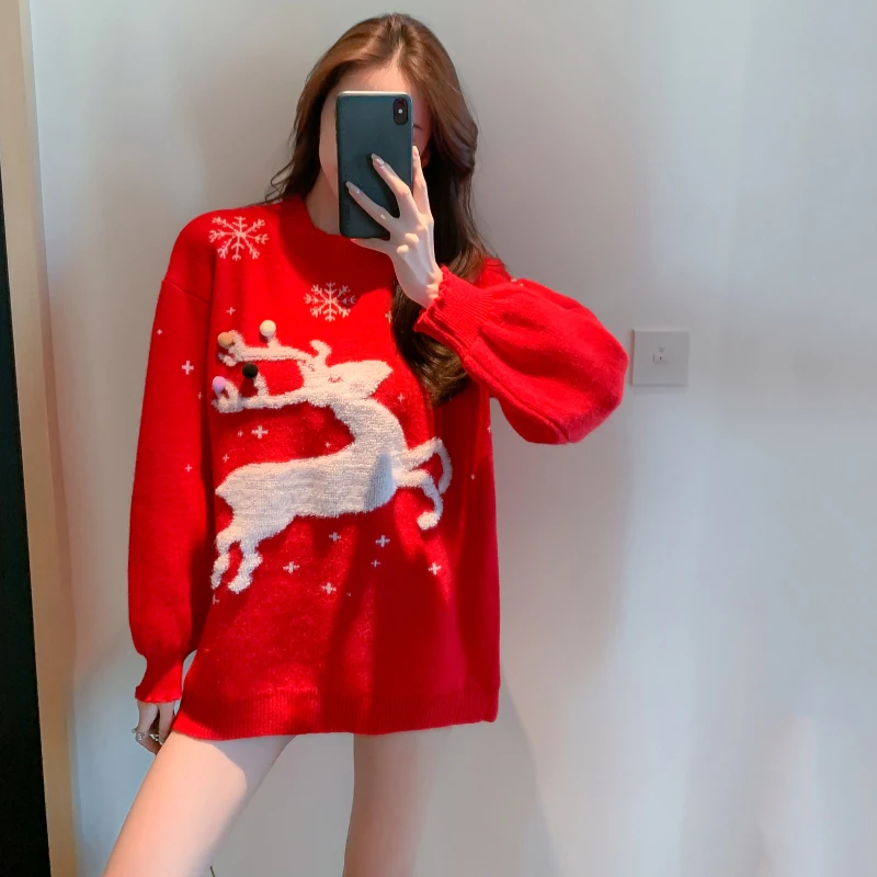 

Winter Pullovers Sweaters For Women Fashion 2020 Clothing Korean Style Knitted Oversized Long Sleeve Knit Warm Plus Size Thick