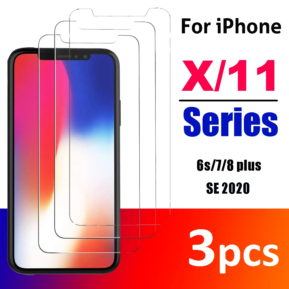 Защитная пленка для экрана из закаленного стекла 9H Iphone11 Pro Max X XS XR 6 7 8 Plus 3 шт.