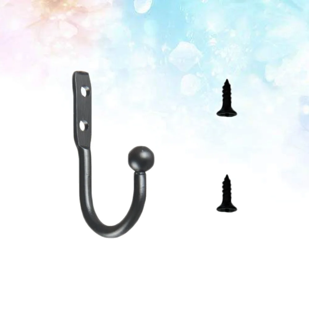 

3pcs Mini Hook Single Small Size Wall Hooks Decorative Door Hanger Metal Alloy Wall Hangers Black Hooks(1 hook and 2 screws)
