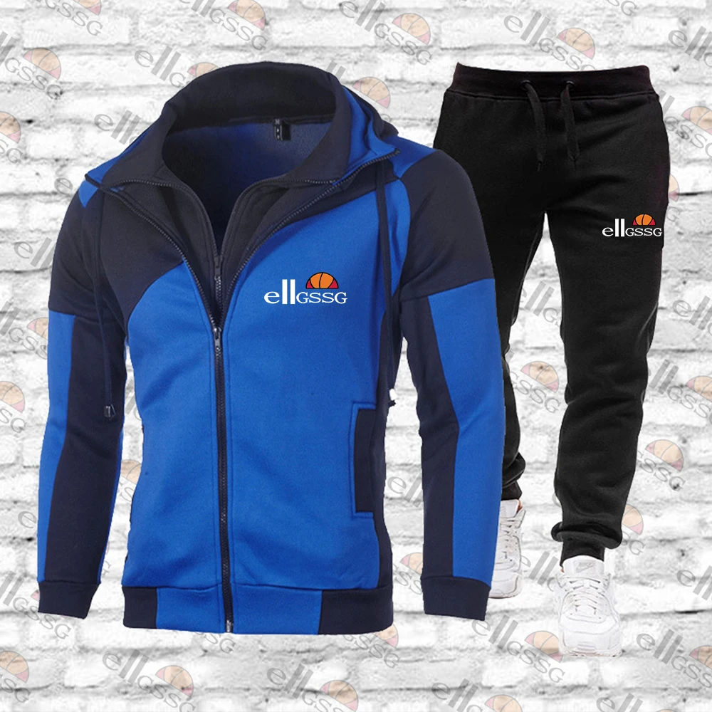 

2021 Hot Sale Men's Fall/Winter Hoodie Double Zipper Jacket Fleece Drawstring Men's Fitness Workout Leggings Brand Men's