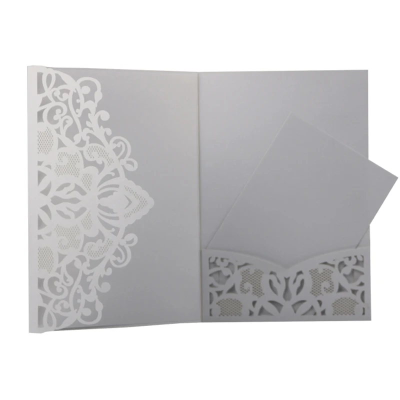 

50pcs Blue White Laser Cut Wedding Invitation Card Hollow Greeting Card Elegant Customize Business With RSVP Card Party Supplies