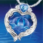 Новинка, ожерелье с кулоном в форме сердца из хрусталя, подводный мир, дельфин, Женское Ожерелье, морская жизнь, ожерелье