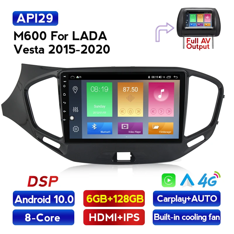 

Автомагнитола для Lada Vesta, стерео-система на Android 128, 6 + 10,0 ГБ, с GPS, видеоплеером, выходом AV, BT, для Lada Vesta Cross Sport, 2015-2020