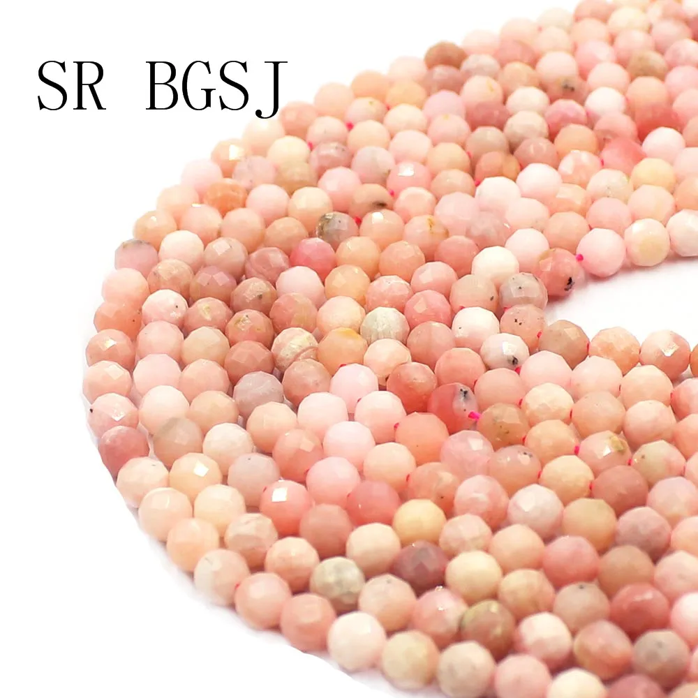Бесплатная доставка 6 мм граненый розовый опал круглые ювелирные аксессуары