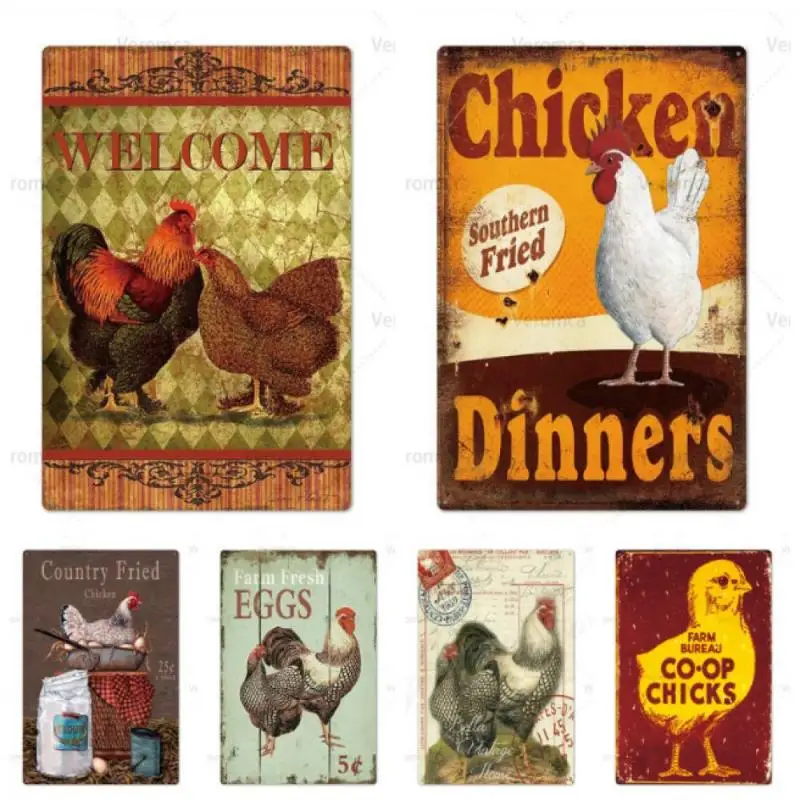 Декор для цыплят фермерского дома жестяной знак винтажный металлический