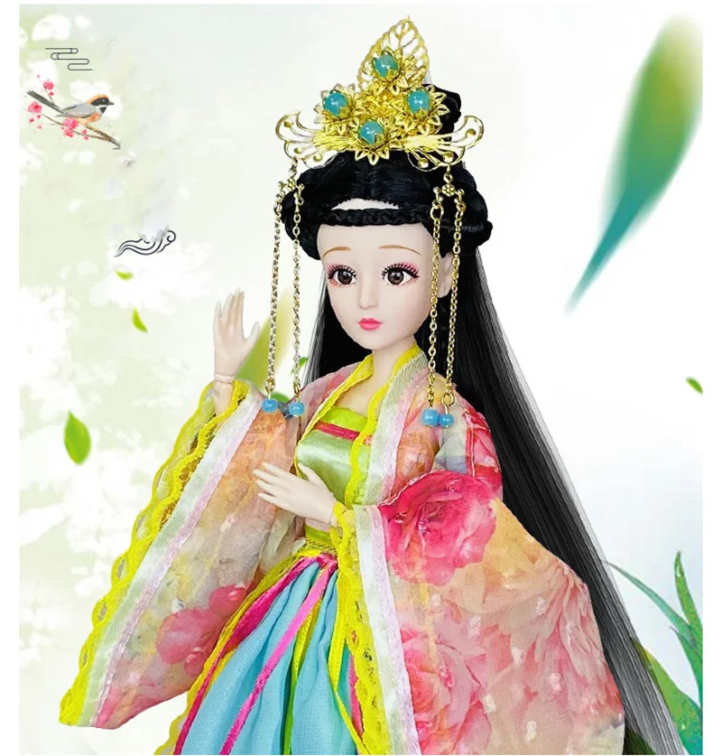 1/6 Масштаб 30 см Древний Костюм Ханфу Платье Длинные Волосы Фея Принцесса Барби