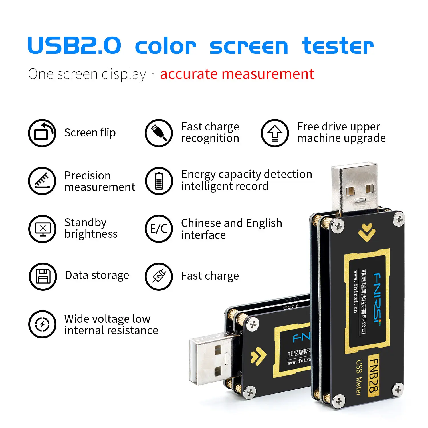 Измеритель тока и напряжения FNB28 USB тестер QC2.0/QC3.0/FCP/SCP/AFC протокол быстрой зарядки