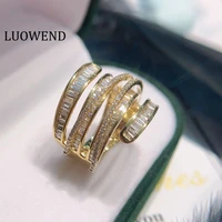 luowend 100 real 18k yellow gold ring natural diamond ring luxury bague fashion bague for women party