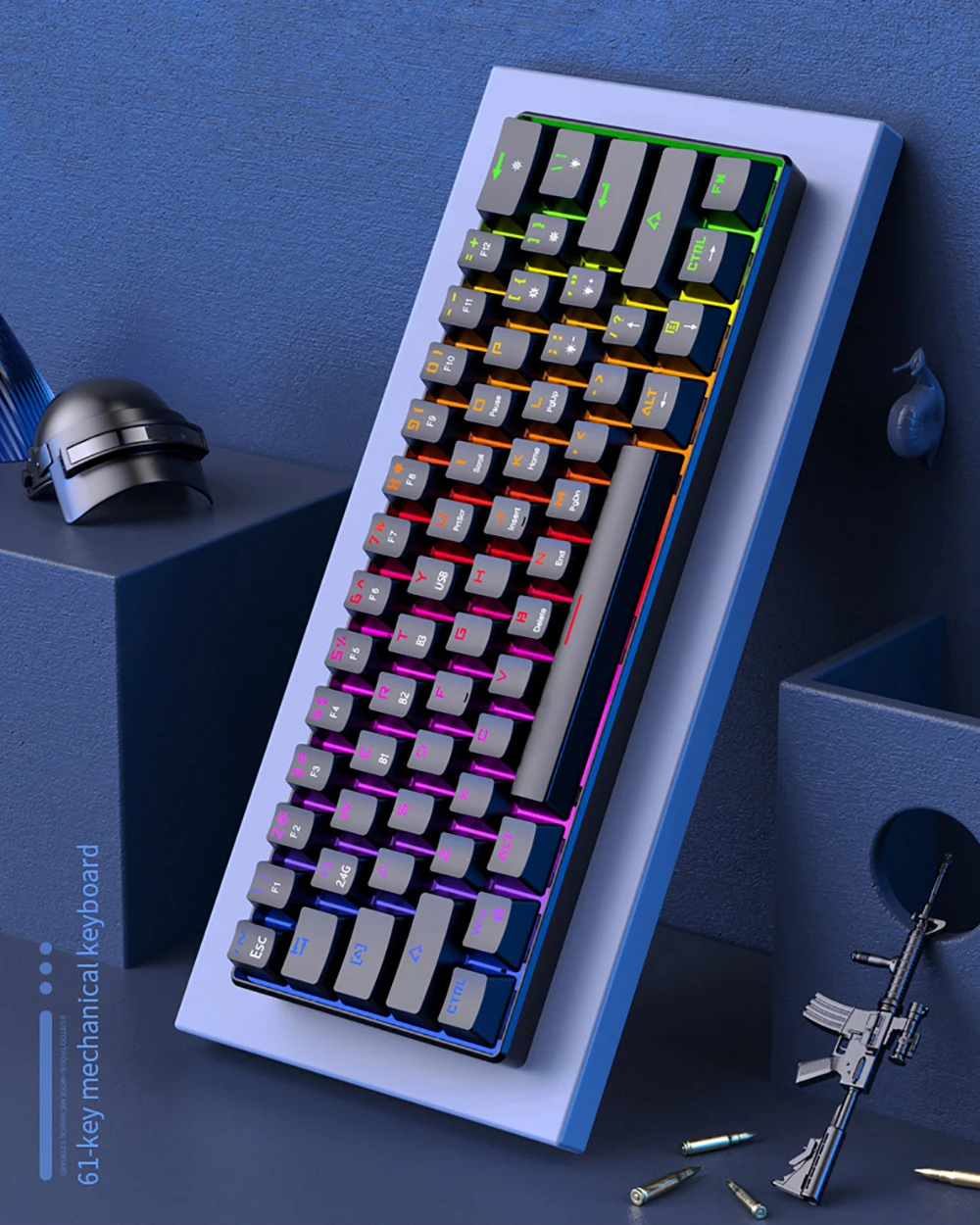 

USB-клавиатура Механическая со светодиодной подсветкой, 61 клавиша