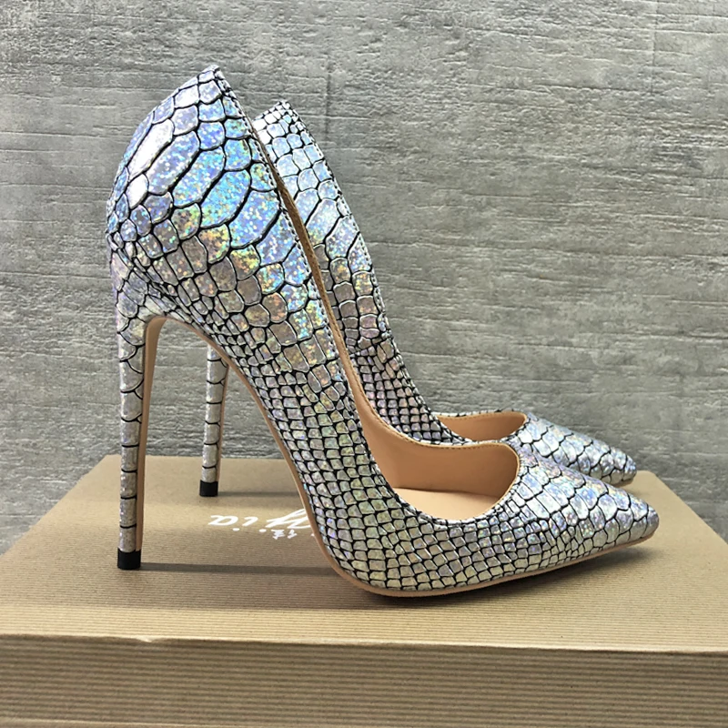 

New Fashion free shipping silver python snake Poined Toes Stiletto Heel high heels shoes pump HIGH-HEELED SHOES dress shoe