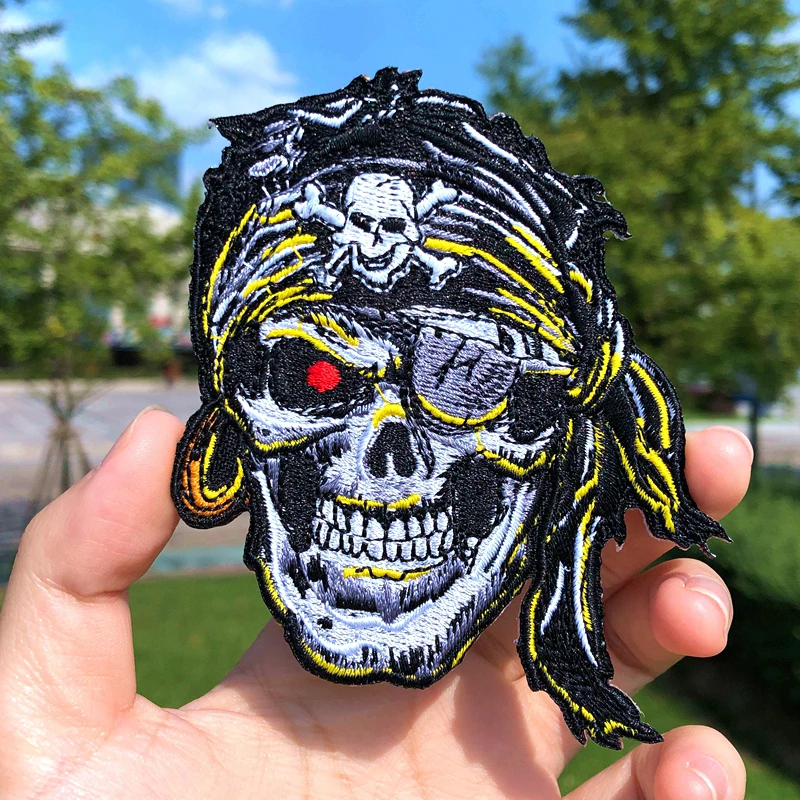 Prajna Punk Skull Orangutan Patches King Bear Dog Embroidered For Clothing DIY Iron On Stripes Jacket Clothes | Дом и сад