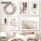 Картина на холсте с изображением моря, печать на холсте, пальм, песчаная пыль, оболочка, плакат, пляжные картины, скандинавские принты, украшение для спальни и дома