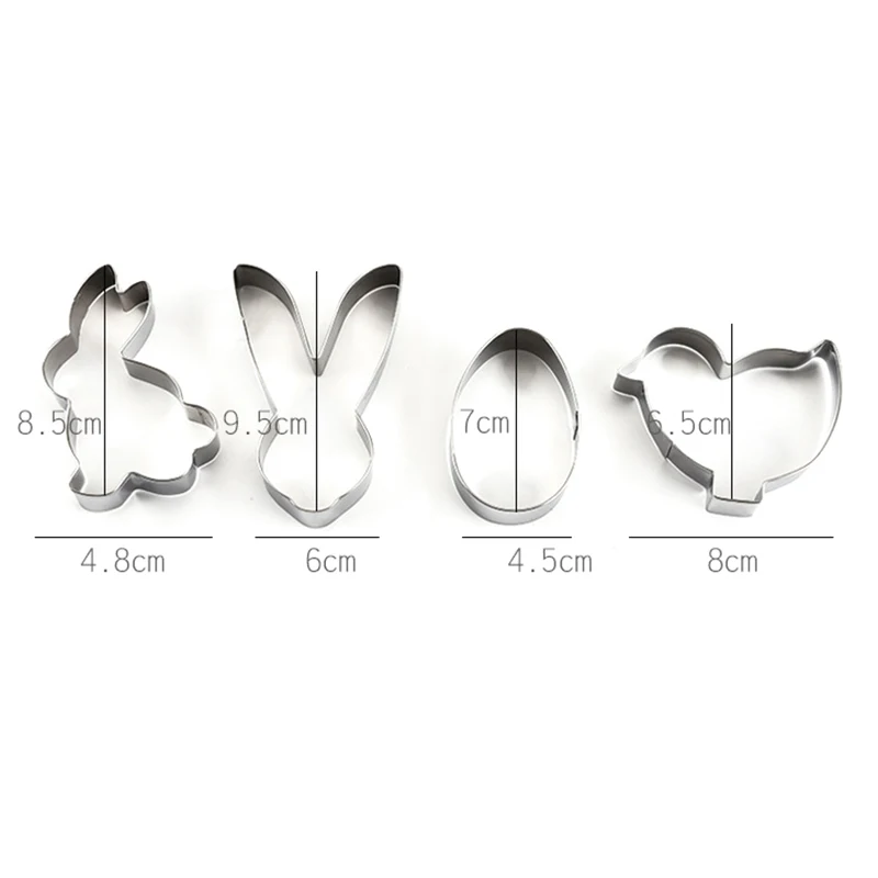

4PCS Easter Cookie Cuttes Reusable Stainless Steel Embossing Machine 3D Cake Decorating Mold For Household Kitchen Baking Tools