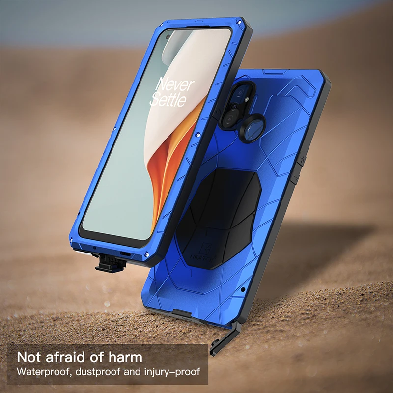 phone case for oneplus nord n100 shockproof cover heavy duty protection armor metal coque for1 nord n10 5g with tempered glass free global shipping
