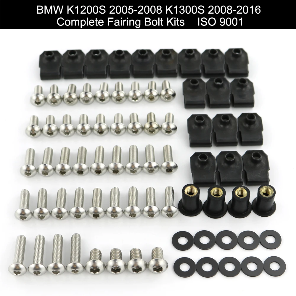 Фото Для BMW K1200S 2005 2006 2007 2008 K1300S 2008-2016 Полный Комплект болтов обтекателя зажимы Обтекатели скоростные гайки из нержавеющей стали №1