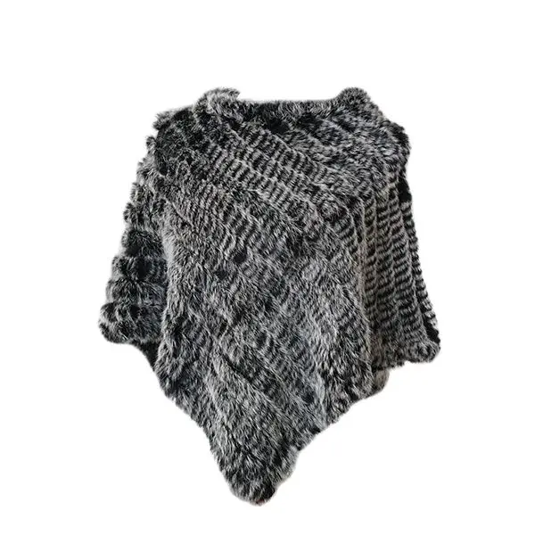 Real Rabbit Fur Knitted Natural Fur Poncho Vest Fashion Wrap Coat Shawl Lady Scarf Natural Fur Wedding Party Wholesale Cape