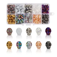 200pcsbox 10 colors skull head beads skeleton skull spacer bead charm electroplate glass beads for jewelry making diy finding