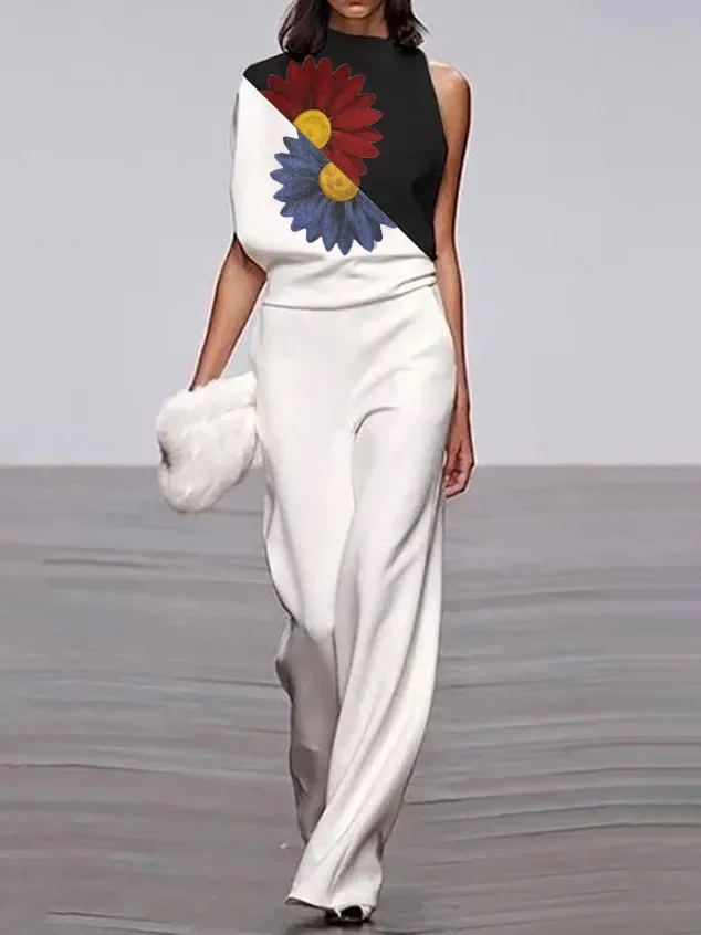 

Spring 2020 new sleeveless print high-necked jumpsuit