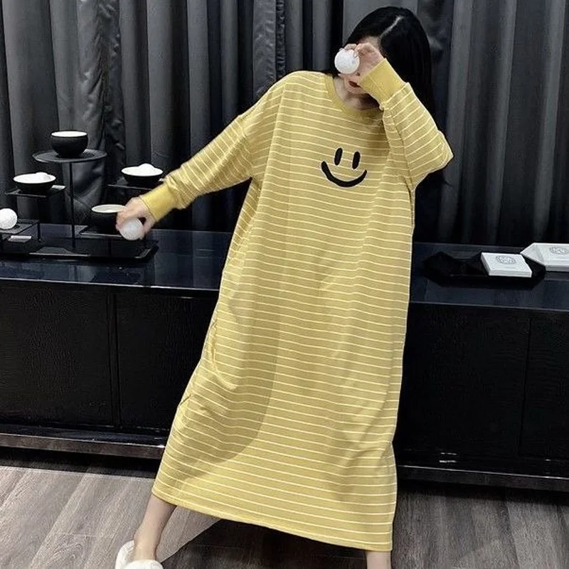 

Cartoon Sleepwear for Women Nightgowns Dressing Gown Spring Nightdress Cotton Nighty Sleepshirt Plus Size Pijamas Pyjama X46