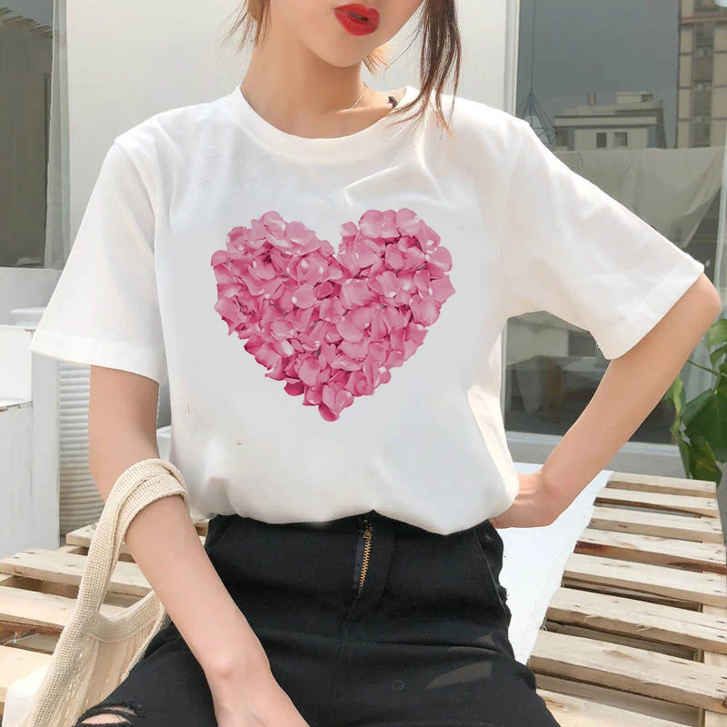 

Graphic tees tops Heart Theme tshirts women funny t shirt O-neck T-shirt Vintage Vogue Ullzang Mujer_T-Shirt