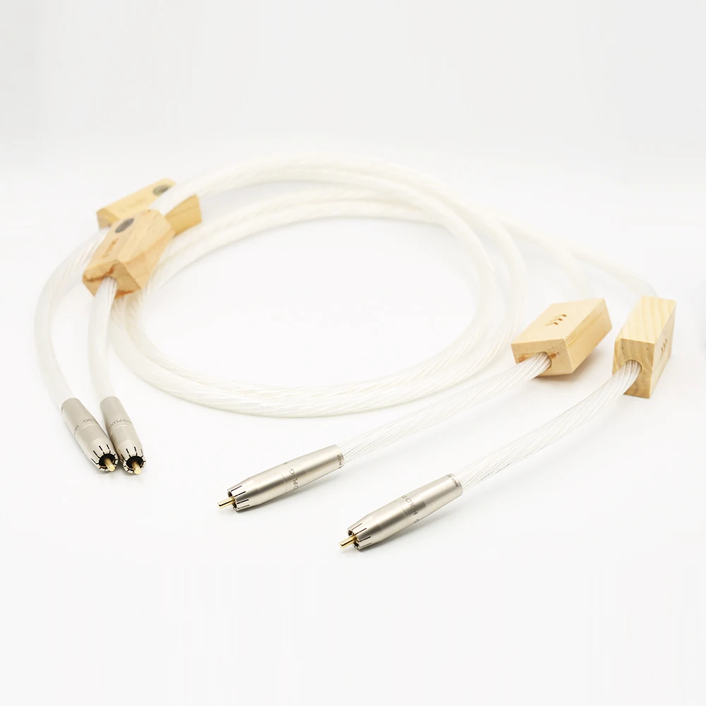 1 пара серебристых Reference соединительных RCA кабелей аудиокабель для усилителя