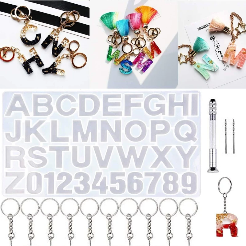 

Alphabet Mold for Resin,Audab Resin Letter Keychain Epoxy Molds Silicone Jewelry 1XCA