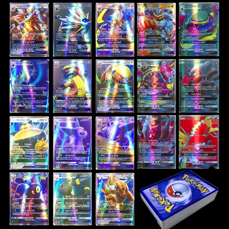 Игрушки Pokemons 120 шт 115GX 5 мега не повторять Сияющие карты игра битва Carte торговля детская карта покемона игрушка