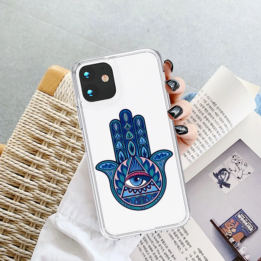 

Hot Lucky Eye Blue Evil Eye Print Clear Phone Case For iPhone 11 12 Pro Max 8 7 6 6S Plus XR X XS Max SE2020 Soft TPU Back Cover