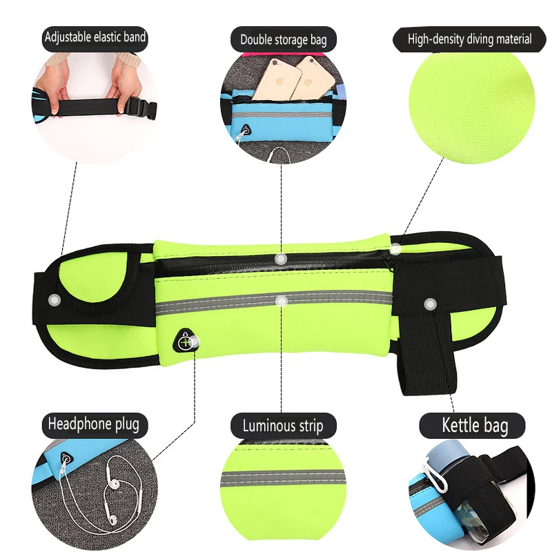 Поясная Сумка для бега вместительный спортивный ранец улицы материал дайвинга