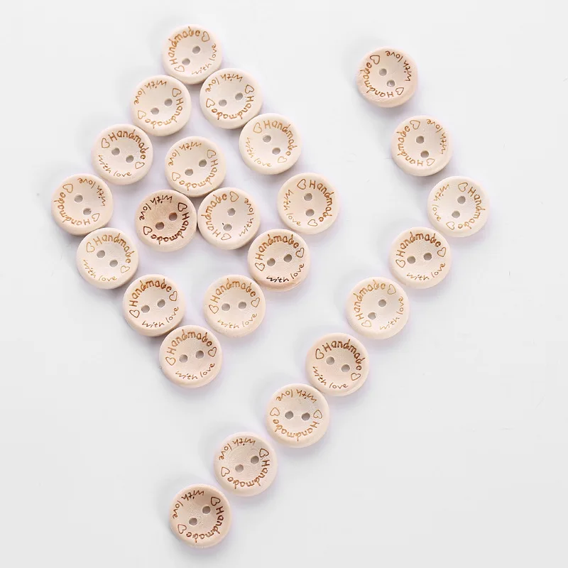 100 шт./упак. швейная деревянная пуговица ручного изготовления натурального цвета