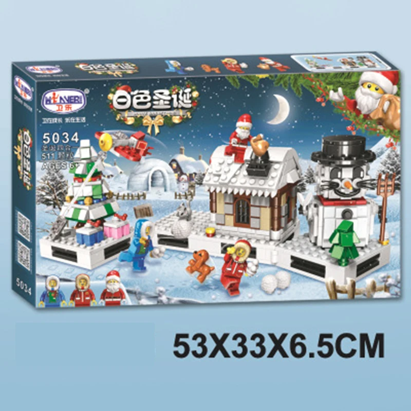 

4-IN-ONE Christmas Educational Fun Building Block White Xmas Assembled Micro Bricks Particle Block Creative Christmas Gifts Kids