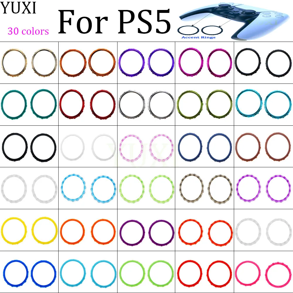 

YUXI 2pcs Replacement Accessories Chrome Thumbstick Accent Rings for Sony PS5 DualSense 5 PS5 Controller