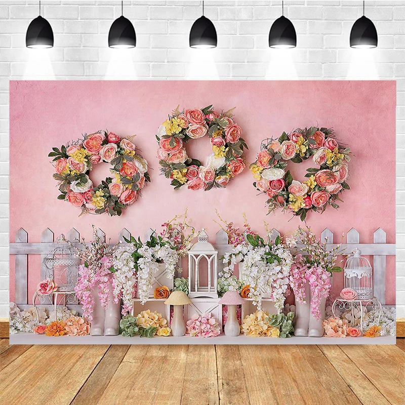 

Mocsicka фон для детской фотосъемки с розовым оформлением