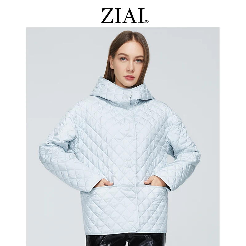 

ZIAI 2021New Women coat parka Short purple Fashion women's spring Autumn jackets hooded female Trendy Brand Thin Cotton ZM-8741