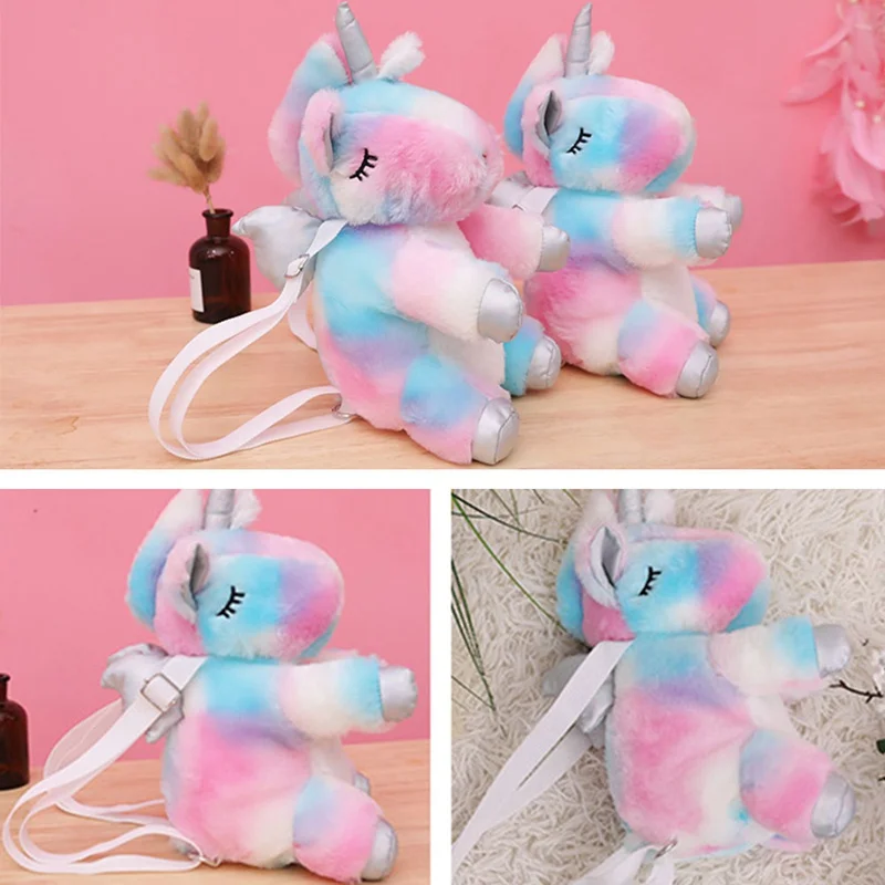 

Fashion Cute Unicorn Horse Backpacks Plush Toys Kawaii Stuffed dolls Kids Girls School tourism Bags Birthday Christmas Gift