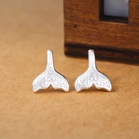 925 sterling silver individual fishtail stud earrings for women students wild hypoallergenic earrings fine jewelry