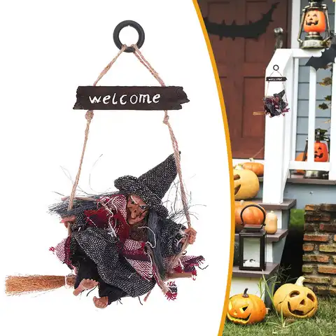 Хэллоуин, костюм ведьмы, метла, кукольные двери, висячие украшения, ретро знак, вечерние украшения, аксессуары для дома с привидениями, Декор