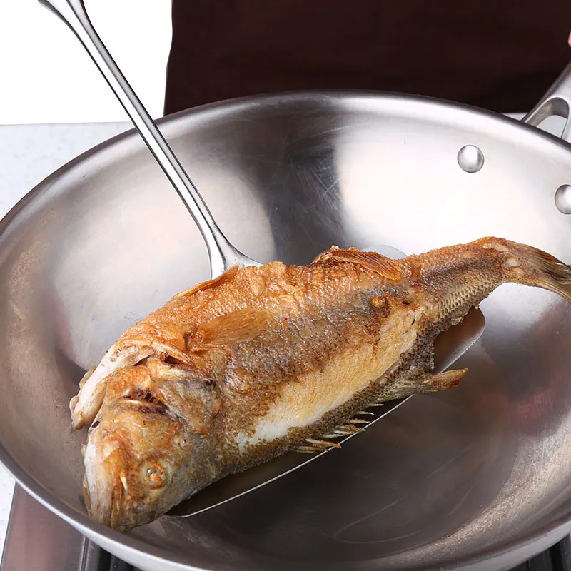 Кухонная широкая лопатка из нержавеющей стали для жареной рыбы стейков рыбий