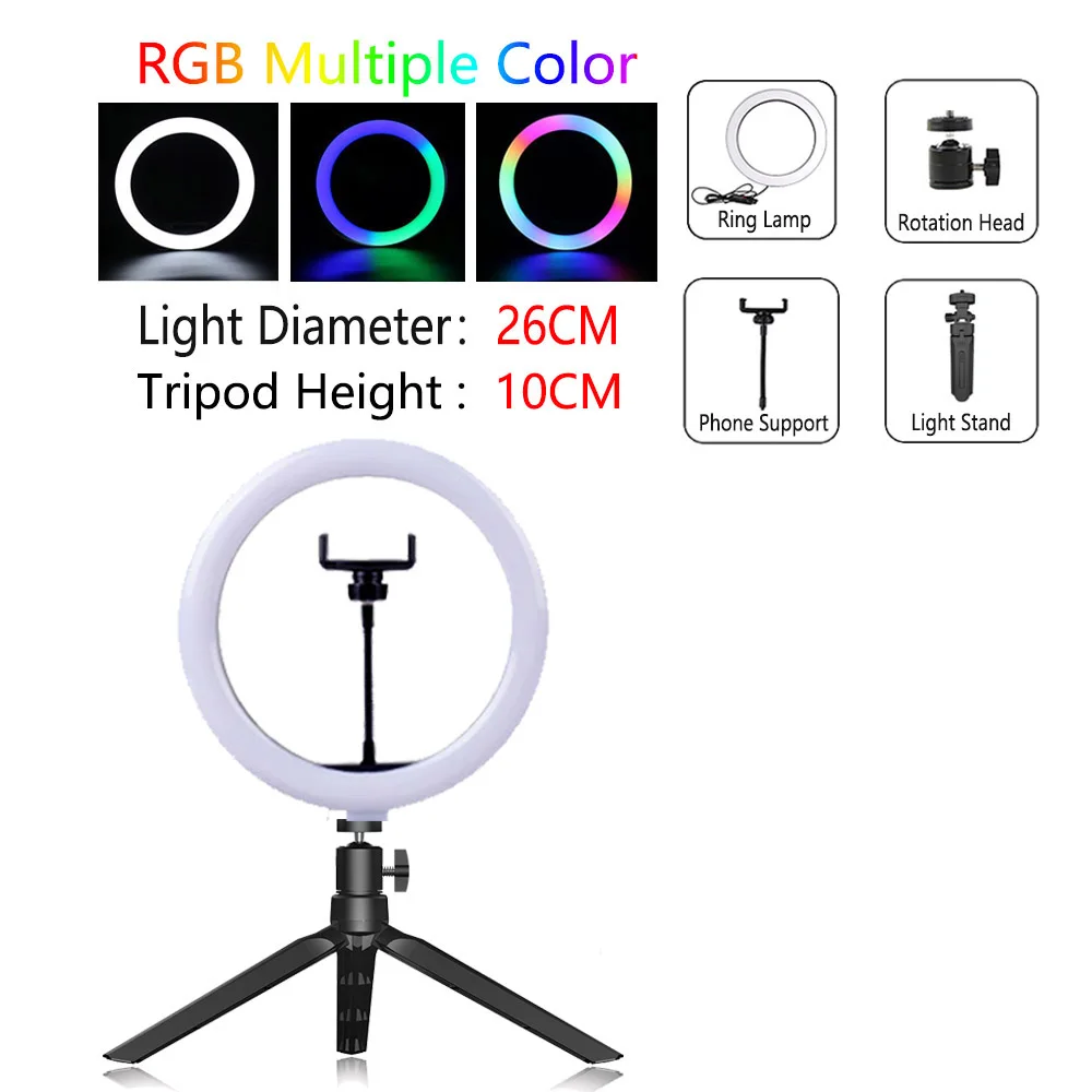 

Ring Light with Tripod USB Big PhotographyDimmable LED SelfieSelfie Light Ring Lamp Ringlight with Stand for Cell Phone Studio