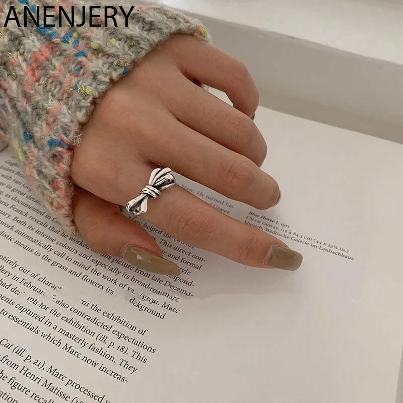 ANENJERY Ретро стиль нестандартная гладкая цепочка тайское серебряное кольцо 925